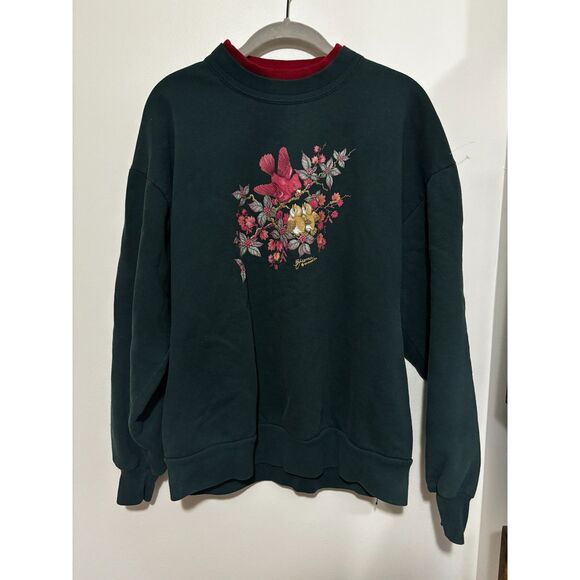 morning sun Sweaters - Morning Sun Vintage Bird Floral Graphic Sweatshirt‎ Cozy Cottagecore Grandmacore